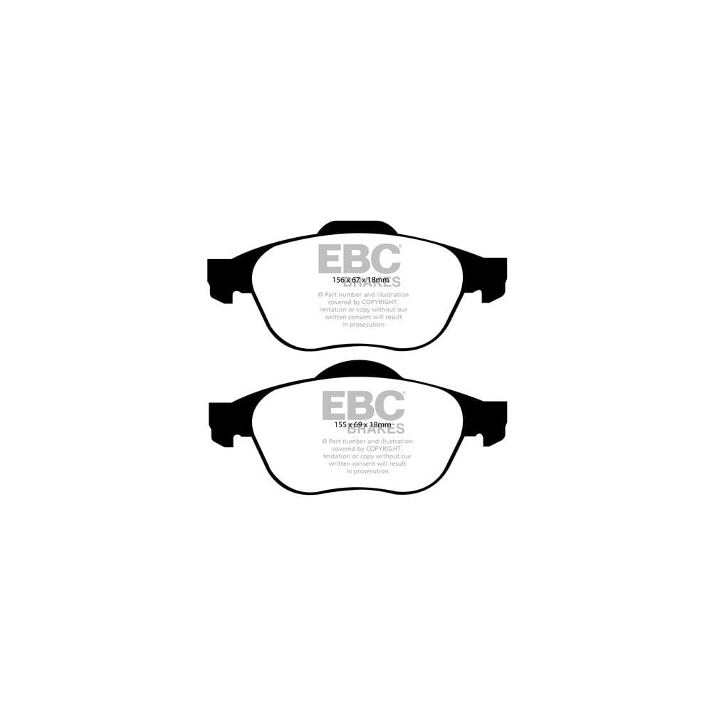 EBC Greenstuff 2000 Brake Pads 155mm x 69mm DP21958 - Front