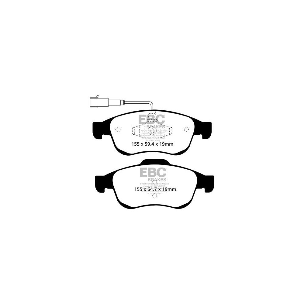 EBC Yellowstuff Brake Pads 155mm x 64.7mm DP42078R - Front