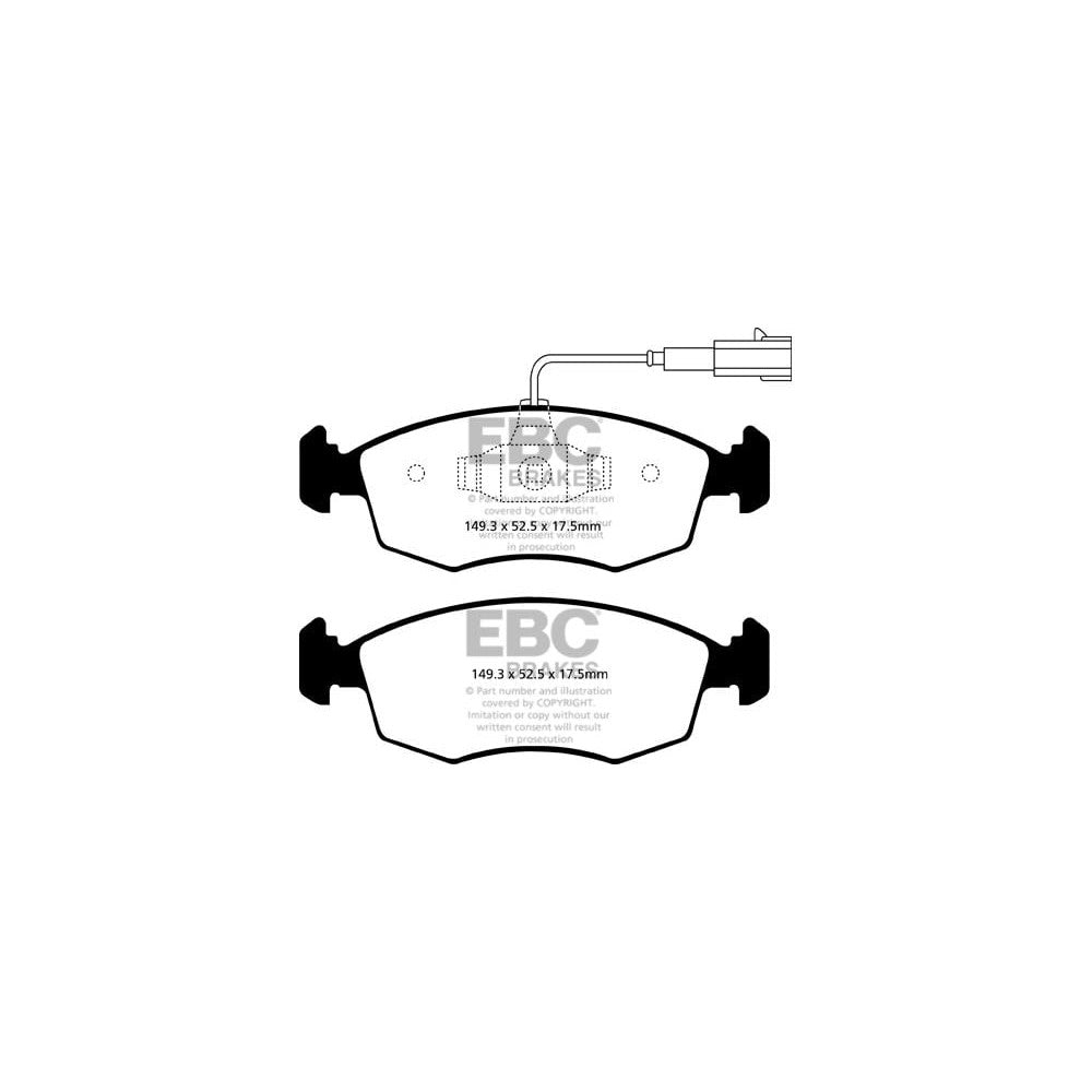 EBC Greenstuff 2000 Brake Pads 149.3mm x 52.5mm DP22141 - Front