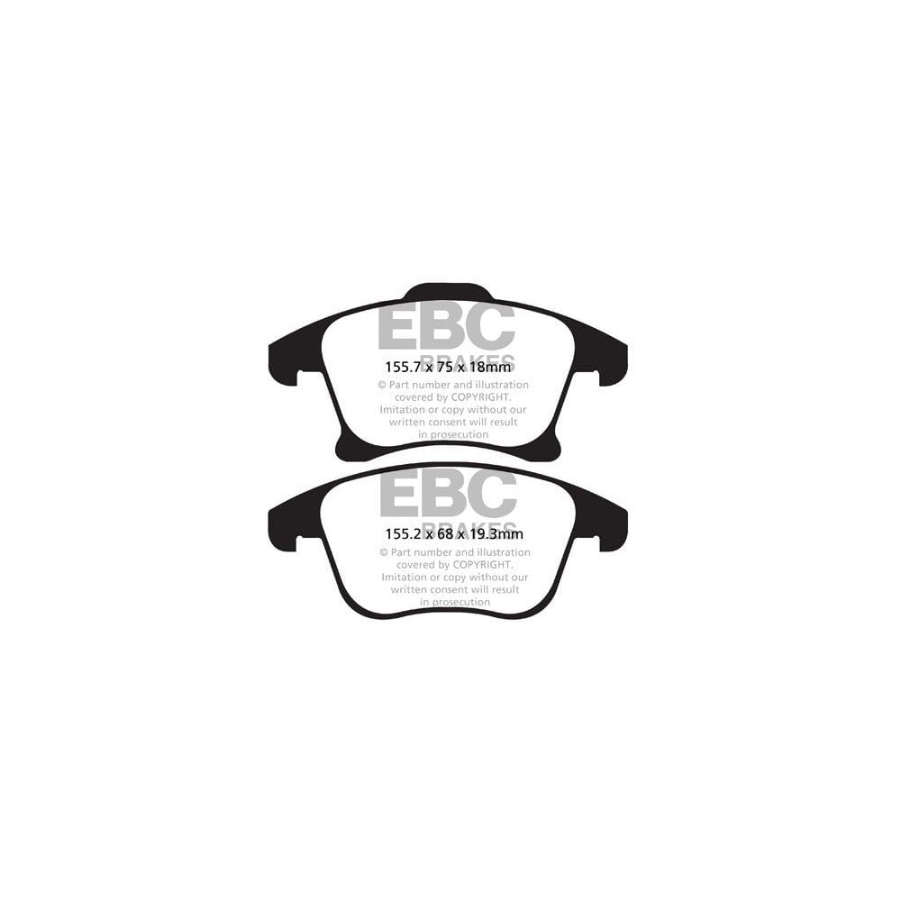 EBC Greenstuff 2000 Brake Pads 155.2mm x 68mm DP22159 - Front
