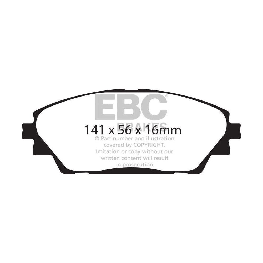 EBC Greenstuff 2000 Brake Pads 142mm x 55.7mm DP22185 - Front