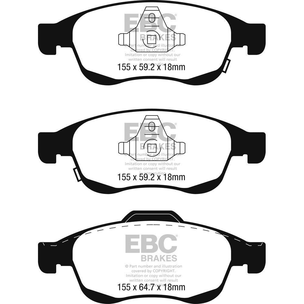 EBC Ultimax Brake Pads 155mm x 64.7mm DPX2247 - Front