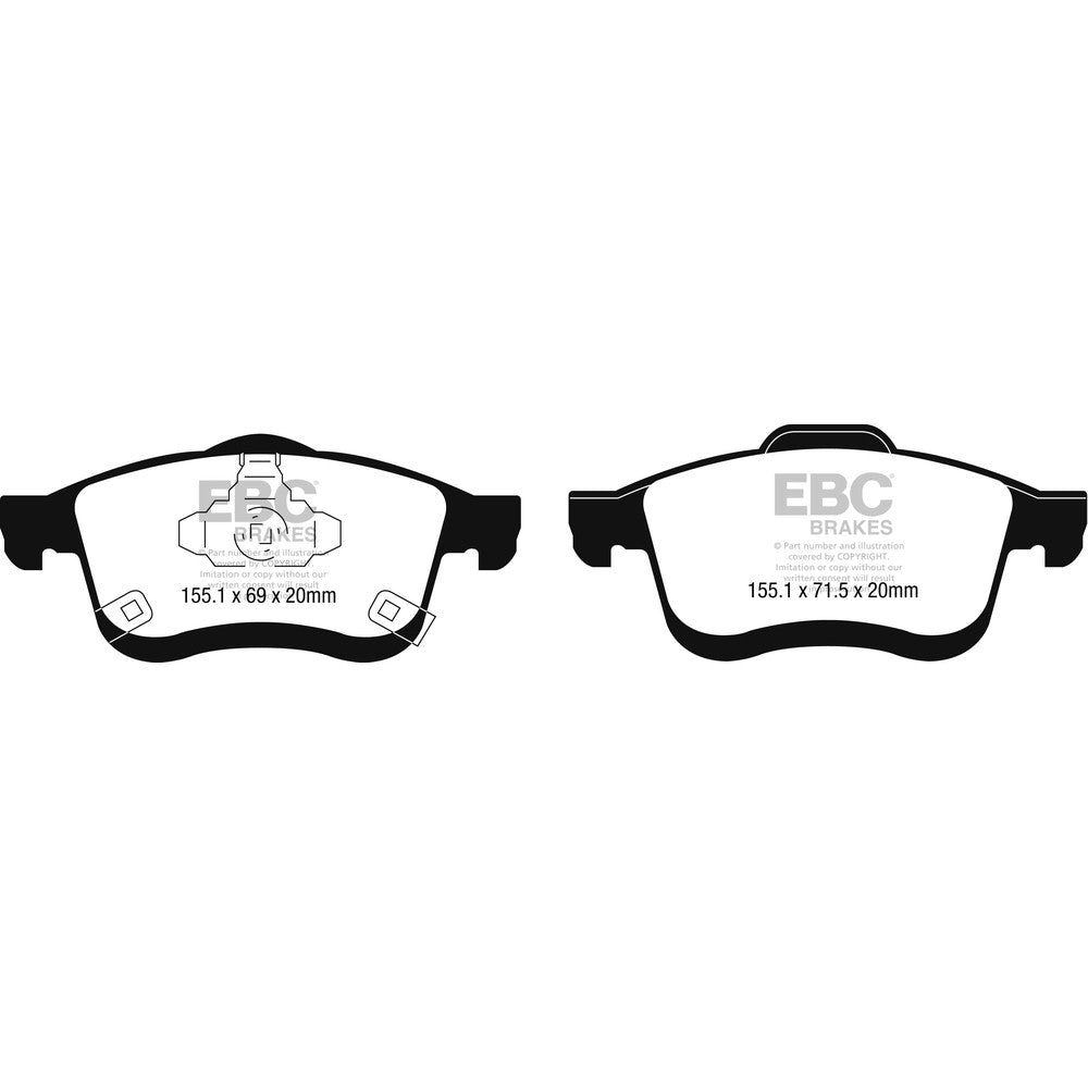 EBC Ultimax Brake Pads 155.1mm x 71.5mm DPX2248 - Front