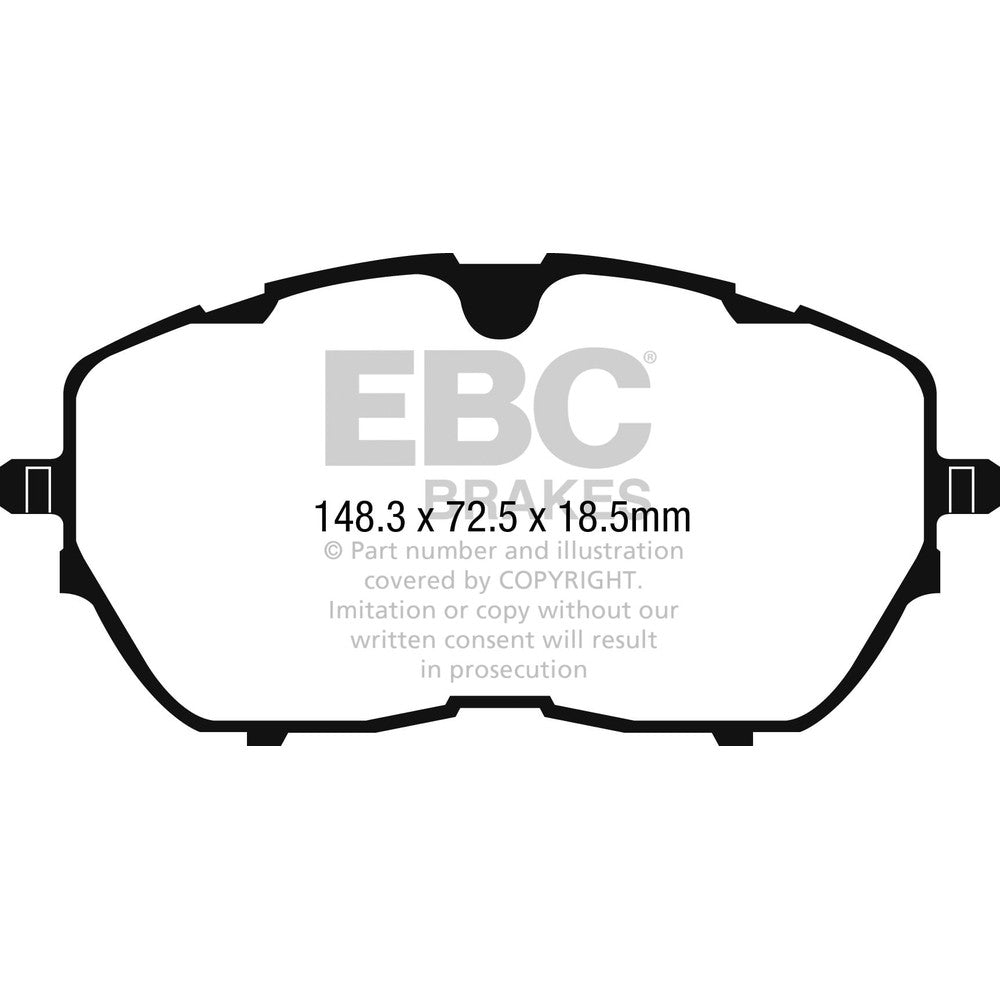 EBC Yellowstuff Brake Pads 148.3mm x 72.5mm DP42265R - Front