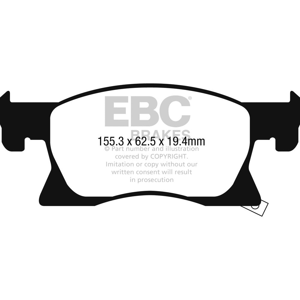 EBC Greenstuff 2000 Brake Pads 155.3mm x 62.5mm DP22267 - Front