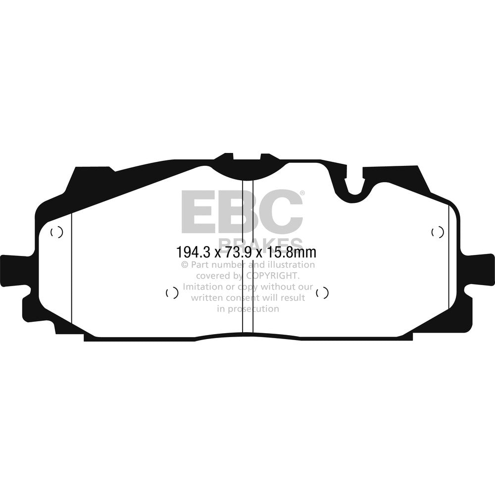 EBC Redstuff Brake Pads 194.3mm x 73.9mm DP32277C - Front