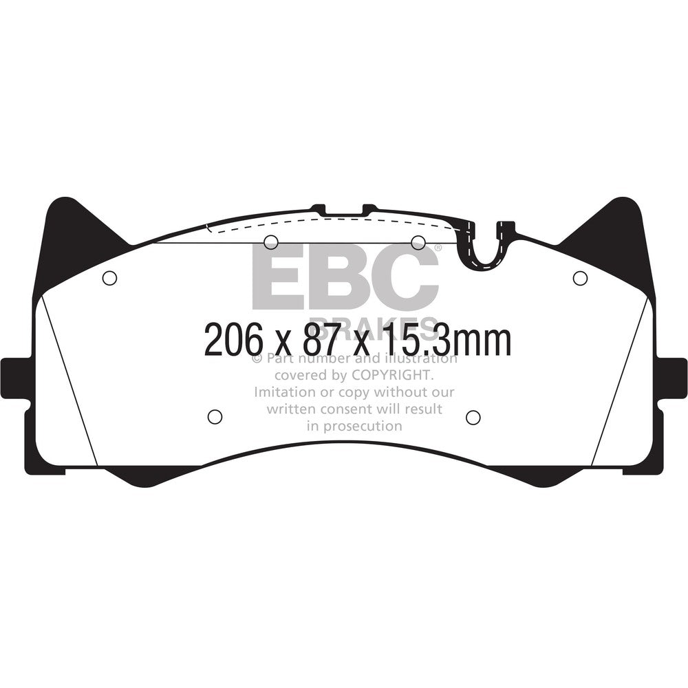 EBC Yellowstuff Brake Pads 206mm x 87mm DP42298R - Front