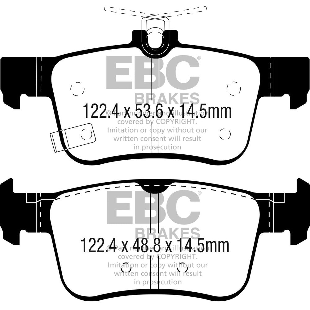 EBC Yellowstuff Brake Pads 122.4mm x 48.8mm DP42301R - Rear