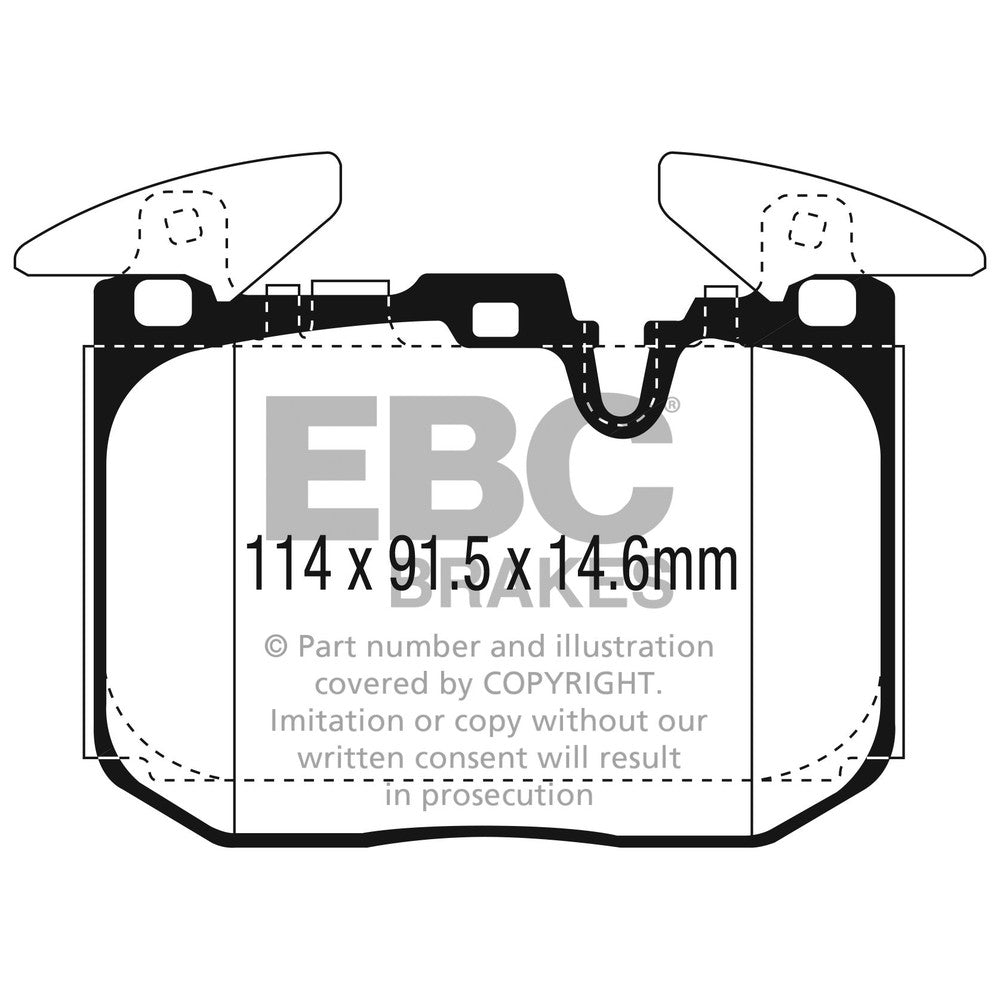 EBC Yellowstuff Brake Pads 114mm x 91.5mm DP42303R - Front