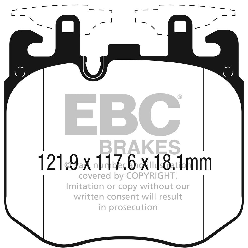 EBC Yellowstuff Brake Pads 121.9mm x 117.6mm DP42304R - Front
