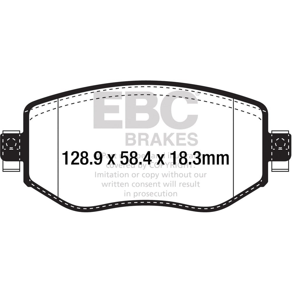 EBC Yellowstuff Brake Pads 128.9mm x 58.4mm DP42309R - Front