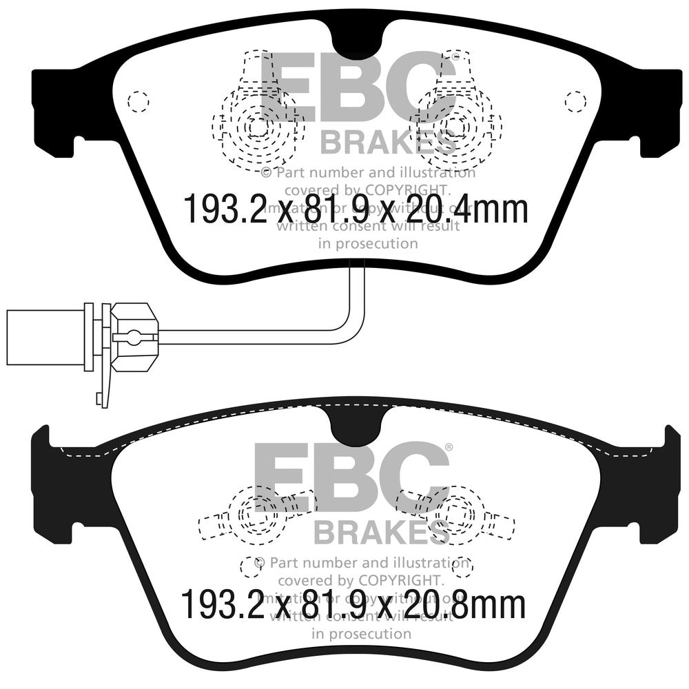 EBC Bluestuff NDX Brake Pads 193.2mm x 81.9mm DP52317NDX - Front