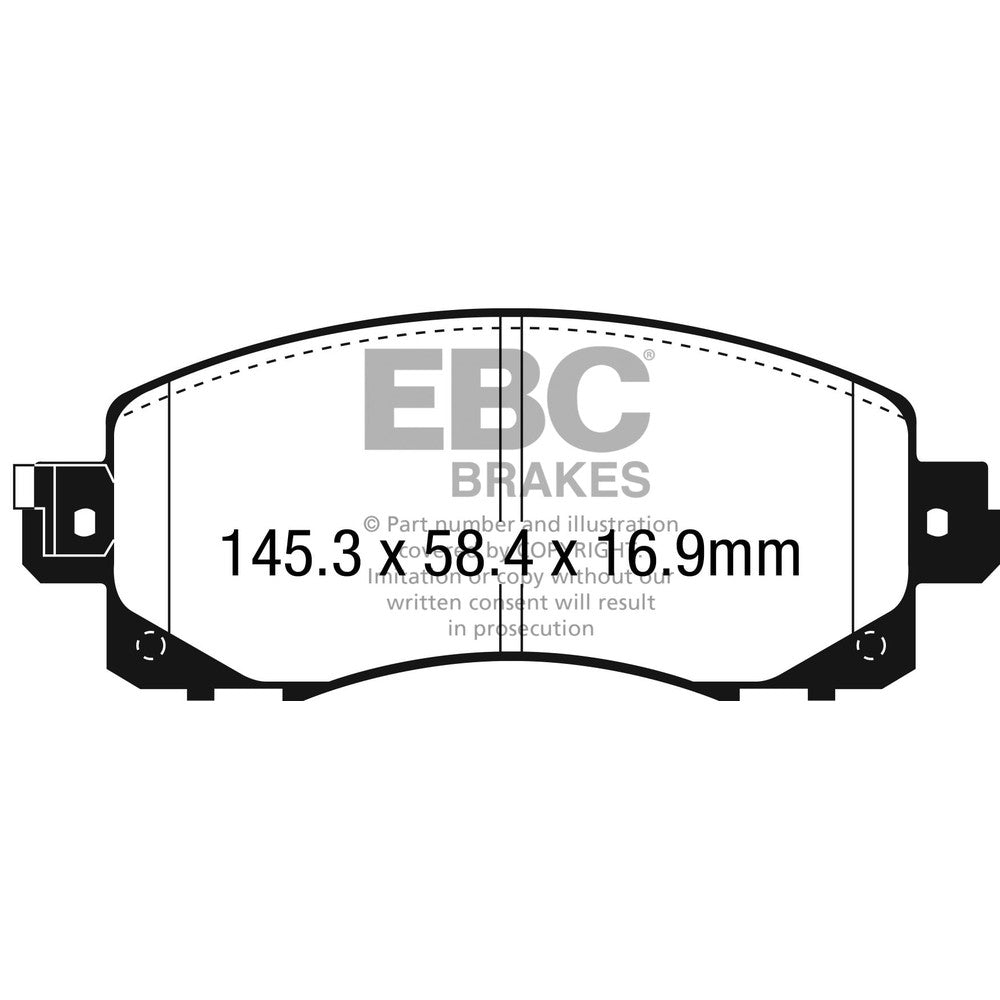 EBC Greenstuff 2000 Brake Pads 145.3mm x 58.4mm DP22330 - Front
