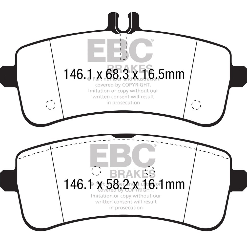 EBC Bluestuff NDX Brake Pads 146.1mm x 68.3mm DP52350NDX - Rear