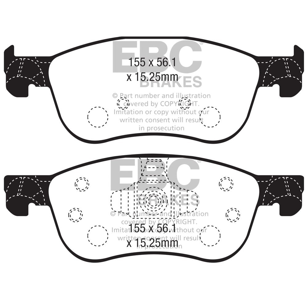 EBC Yellowstuff Brake Pads 155mm x 56.1mm DP42353R - Front