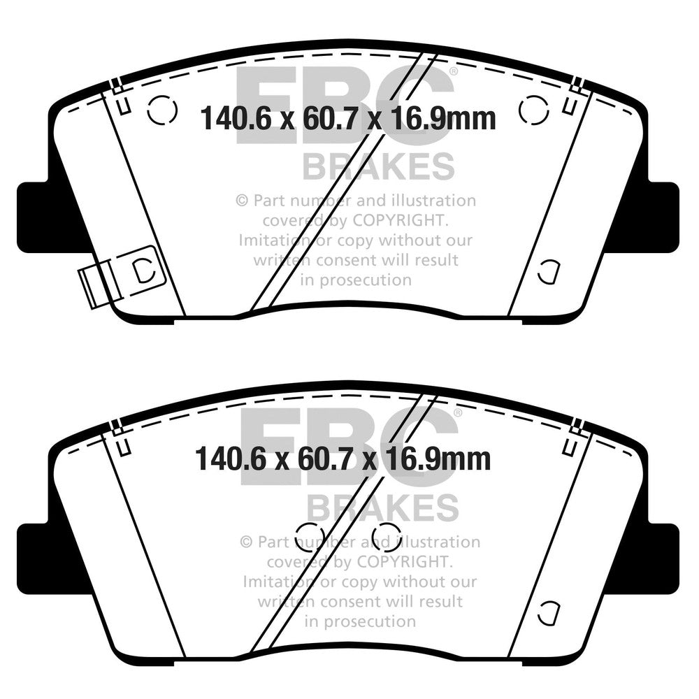 EBC Greenstuff 2000 Brake Pads 140.6mm x 60.7mm DP22358 - Front