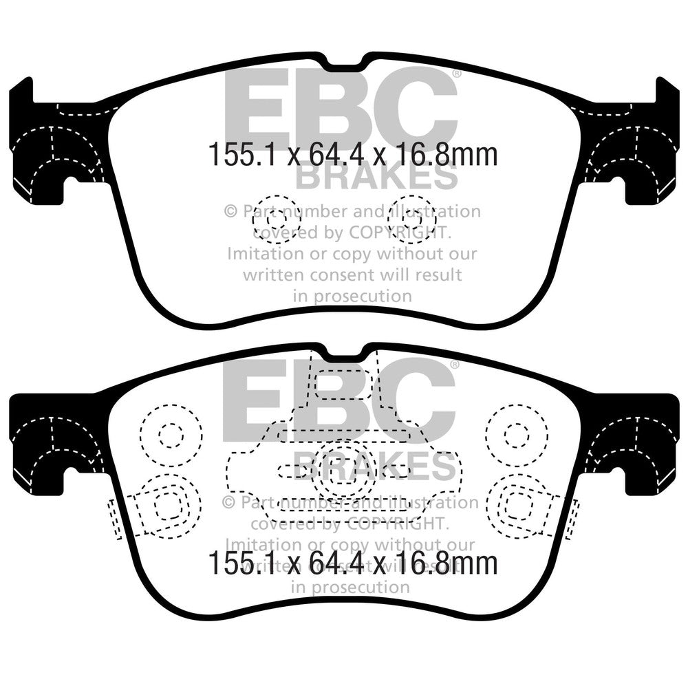 EBC Yellowstuff Brake Pads 155.1mm x 64.4mm DP42372R - Front