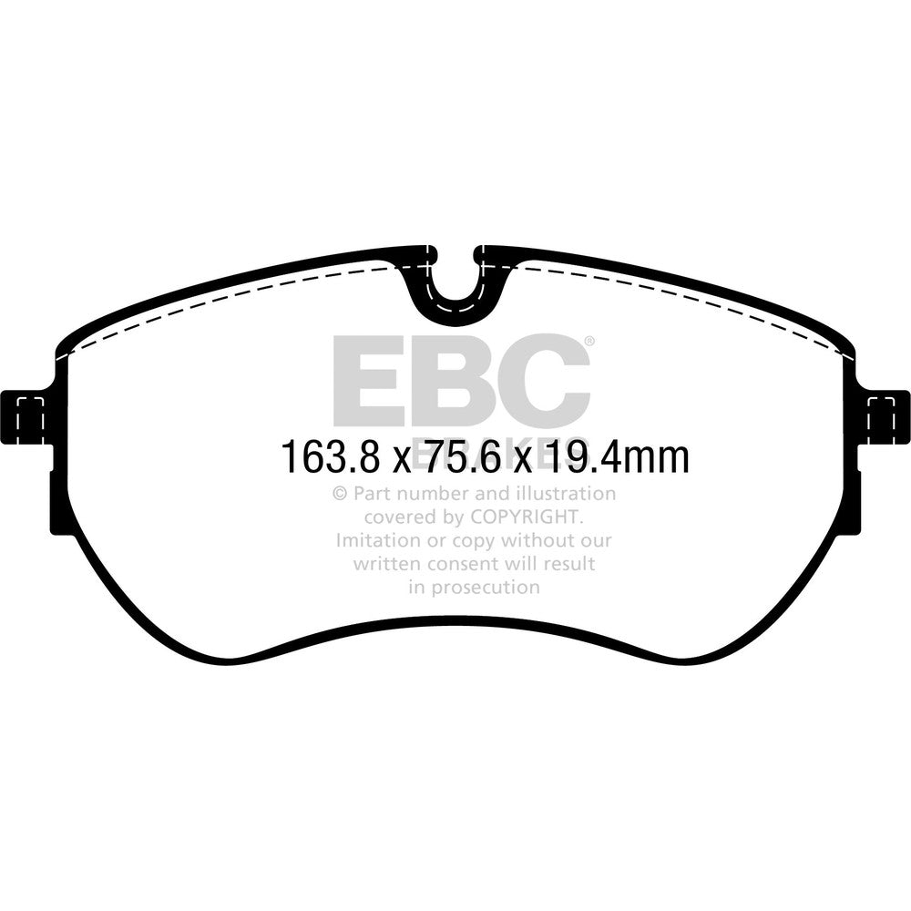 EBC Yellowstuff Brake Pads 163.8mm x 75.6mm DP42377R - Front