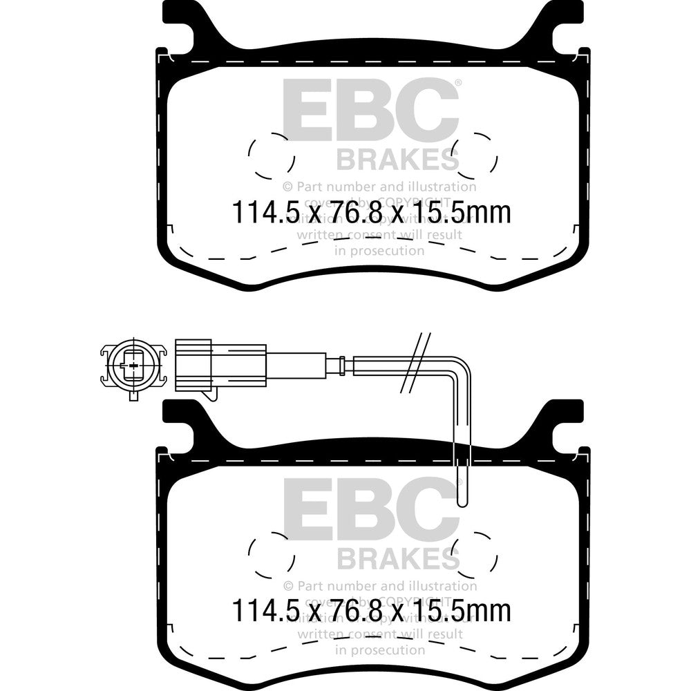 EBC Greenstuff 2000 Brake Pads 114.5mm x 76.8mm DP22392 - Front