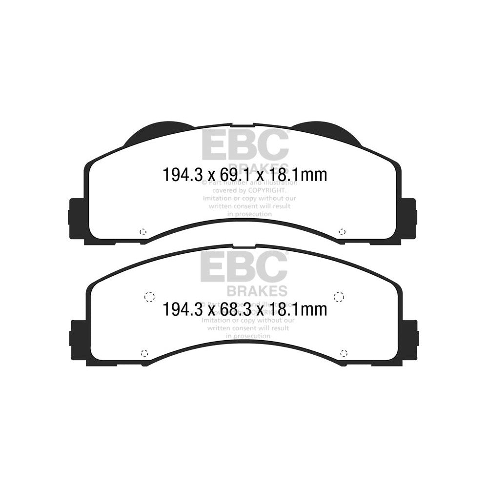 EBC Yellowstuff Brake Pads 194.3mm x 68.3mm DP43034R - Front