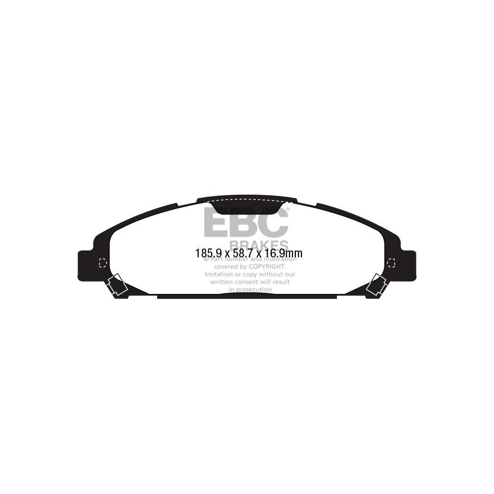EBC Redstuff Brake Pads 185.9mm x 58.7mm DP33039C - Front