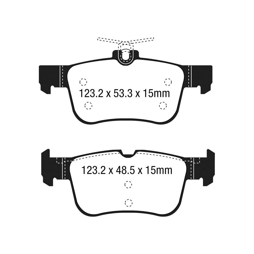 EBC Greenstuff 2000 Brake Pads 123.2mm x 48.5mm DP23047 - Rear