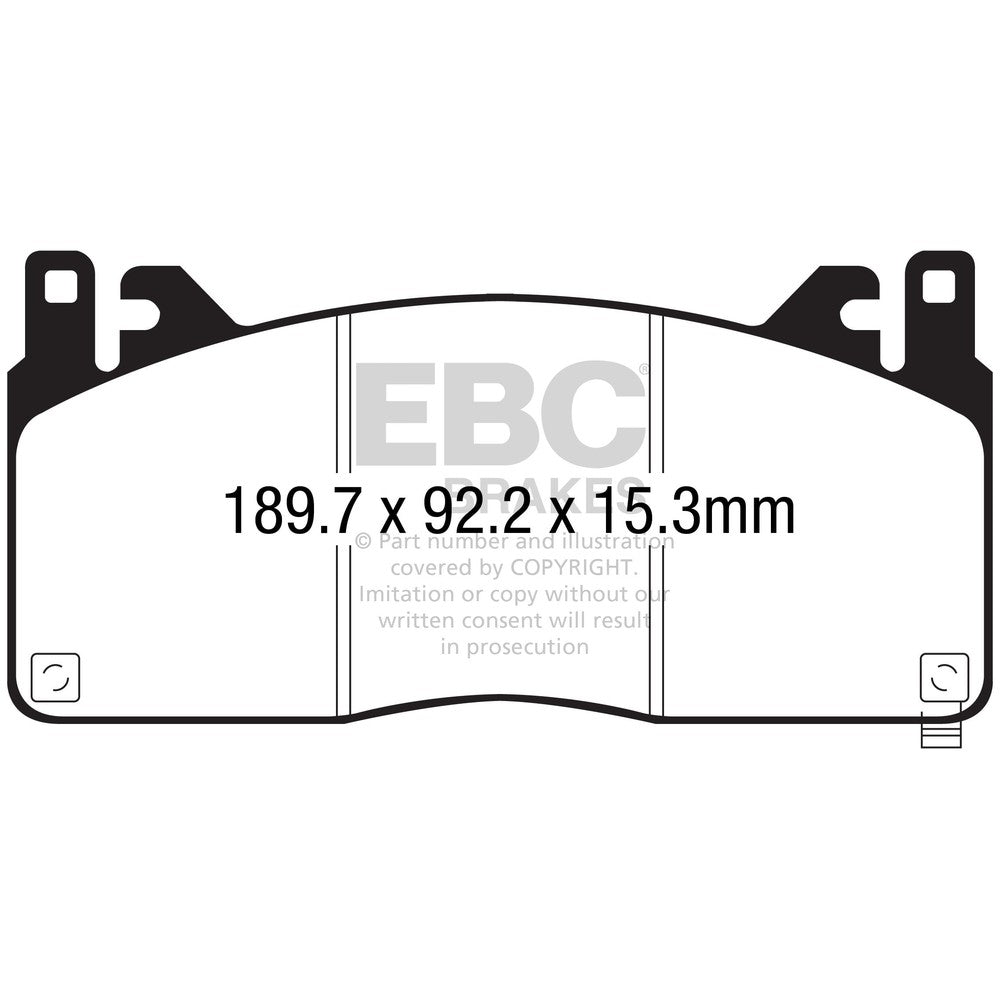 EBC Yellowstuff Brake Pads 189.7mm x 92.2mm DP43055R - Front