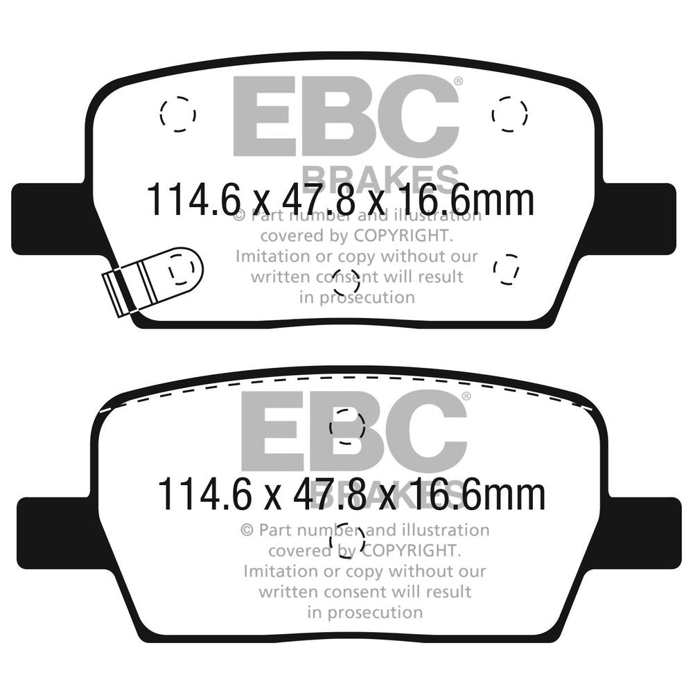EBC Yellowstuff Brake Pads 114.6mm x 47.8mm DP43064R - Rear
