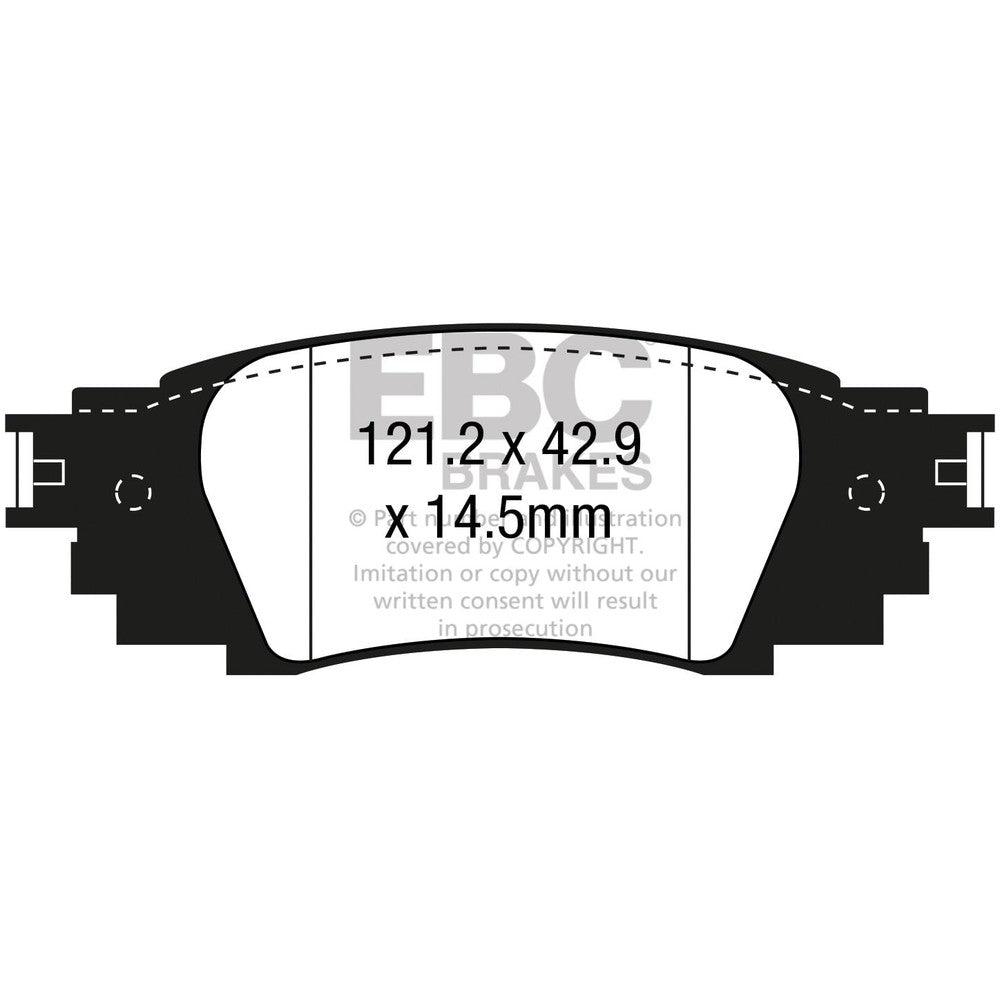 EBC Greenstuff 2000 Brake Pads 121.2mm x 42.9mm DP23080 - Rear