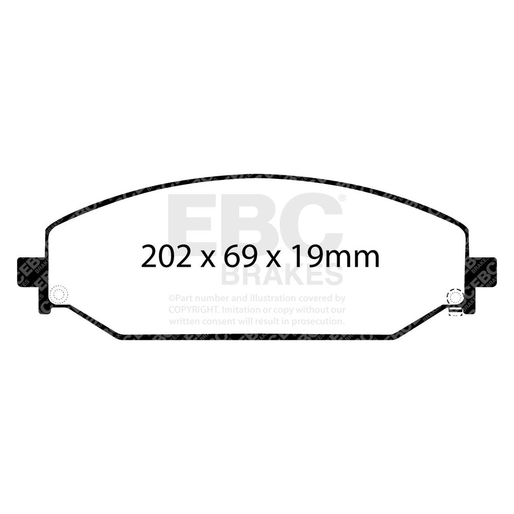EBC Yellowstuff Brake Pads 202mm x 68.7mm DP43094R - Front