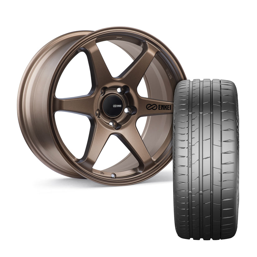Enkei T6R 18x9.5 ET45 Gunmetal Grey Wheels Continental Sport Contact 7