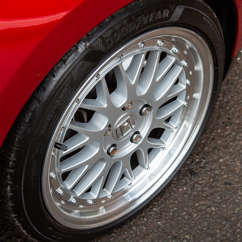 Japan Racing JR23 Alloy Wheel Package 17x7.5 ET40 17x8 ET30 5x114.3 Hyper Silver Machined Lip Honda e ZC7