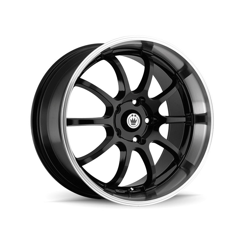 Konig Lightning Alloy Wheel 16x7 ET40 5x100, 5x114.3 Black With Machined Lip 73.1mm CB