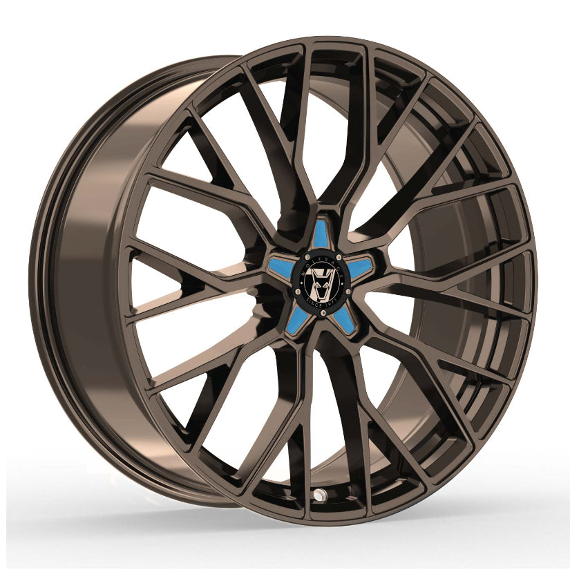 Wolfrace 71 Munich GTR Alloy Wheel 20x8.5 ET40 5x118 Racing Bronze Blue Inserts 110mm CB