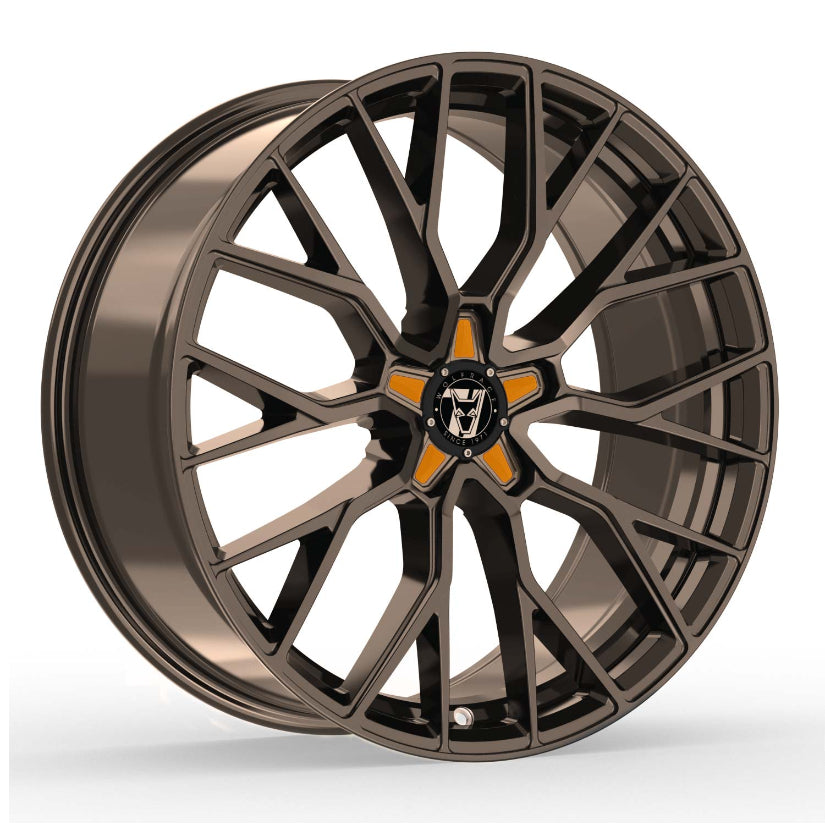 Wolfrace 71 Munich GTR Alloy Wheel 20x8.5 ET40 5x112 Racing Bronze Orange Inserts 110mm CB