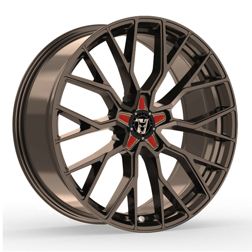 Wolfrace 71 Munich GTR Alloy Wheel 20x8.5 ET40 5x120 Racing Bronze Red Inserts 110mm CB