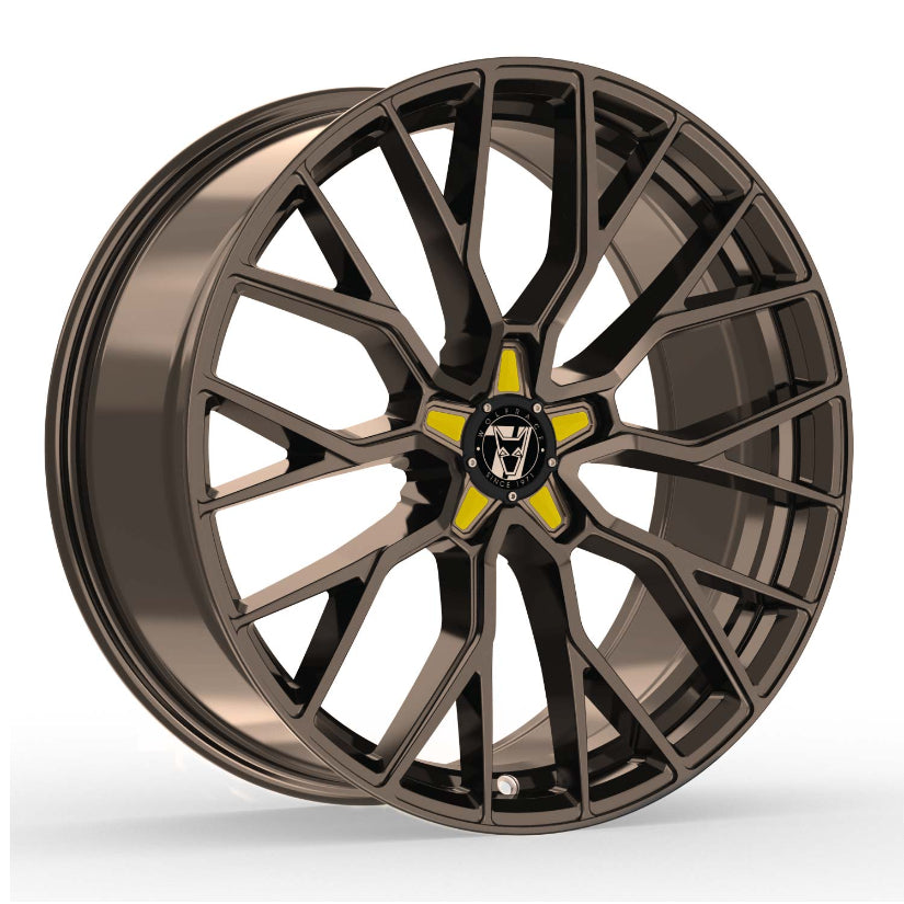 Wolfrace 71 Munich GTR Alloy Wheel 20x8.5 ET40 5x118 Racing Bronze Yellow Inserts 110mm CB