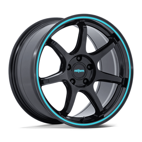 Rotiform RC208 BPU Alloy Wheel 19x9.5 ET40 5x100 Gloss Black With Teal Stripe 56.15mm CB