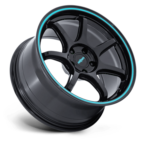 Rotiform RC208 BPU Alloy Wheel 18x9.5 ET38 5x120 Gloss Black With Teal Stripe 74.1mm CB