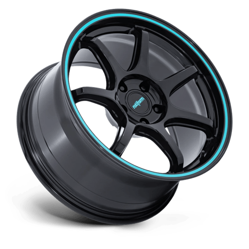Rotiform RC208 BPU Alloy Wheel 19x9.5 ET22 5x120 Gloss Black With Teal Stripe 74.1mm CB