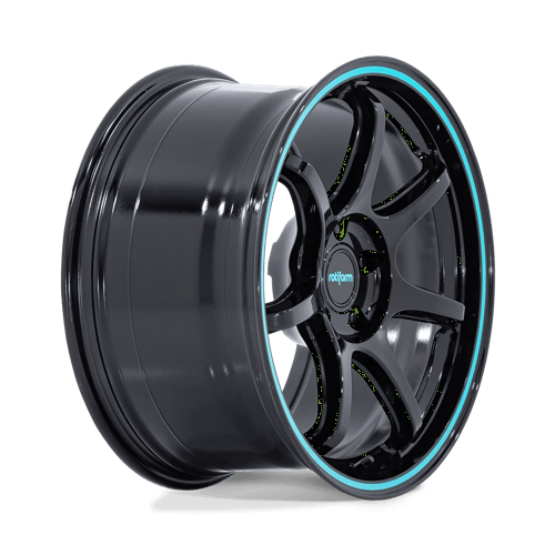 Rotiform RC208 BPU Alloy Wheel 19x10.5 ET35 5x112 Gloss Black With Teal Stripe 66.56mm CB