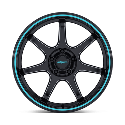 Rotiform RC208 BPU Alloy Wheel 18x8.5 ET35 5x120 Gloss Black With Teal Stripe 74.1mm CB
