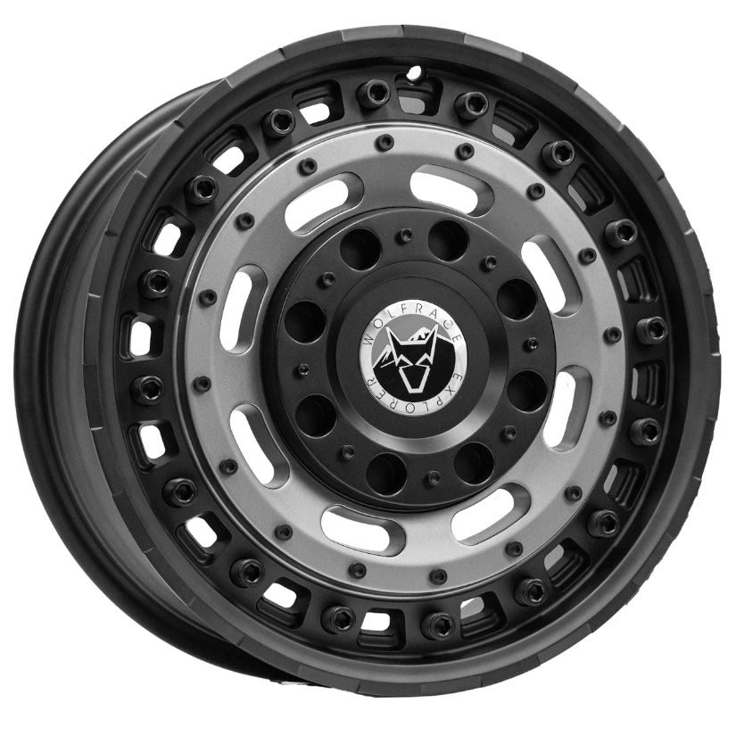 Wolfrace Explorer Slotmag Alloy Wheel 17x8 ET50 6x125 Matt Black Matt Gunmetal centre 110mm CB