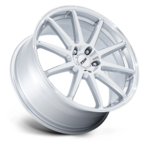 TSW TW004 CANARD Alloy Wheel 19x10.5 ET35 5x120 Gloss Silver With Machined Face 74.1mm CB