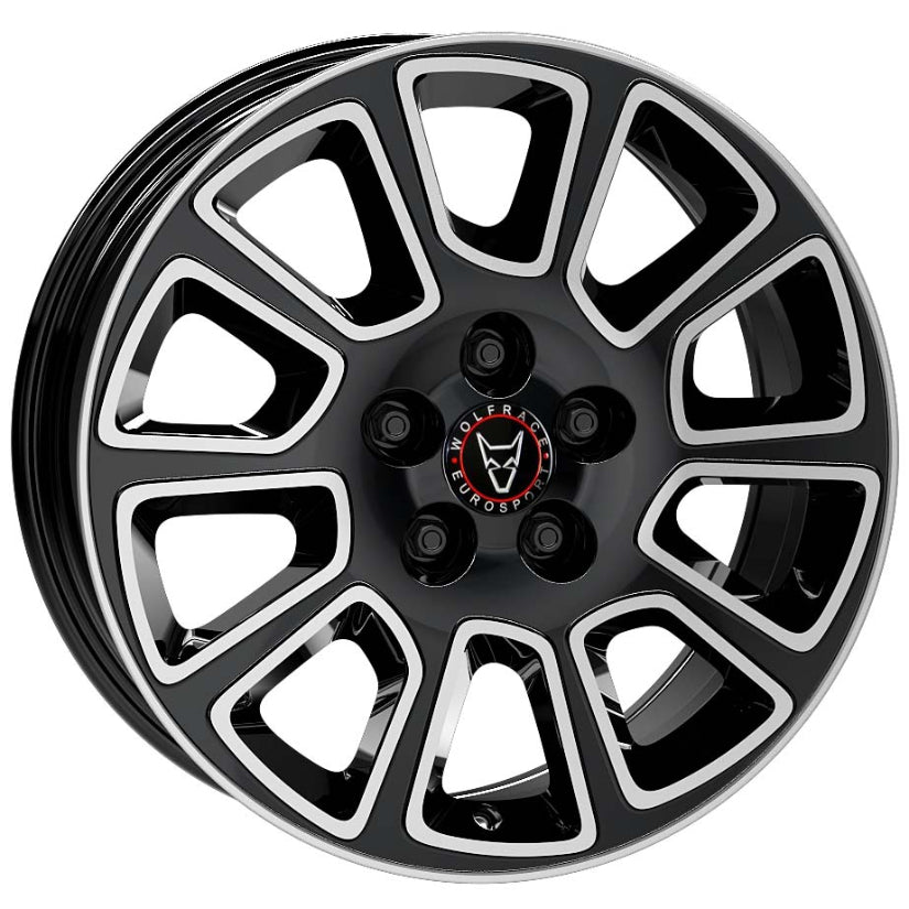 Wolfrace Eurosport TUV Transporter 2 Alloy Wheel 16x6 ET50 5x114 Diamond Black Polished 66.1mm CB