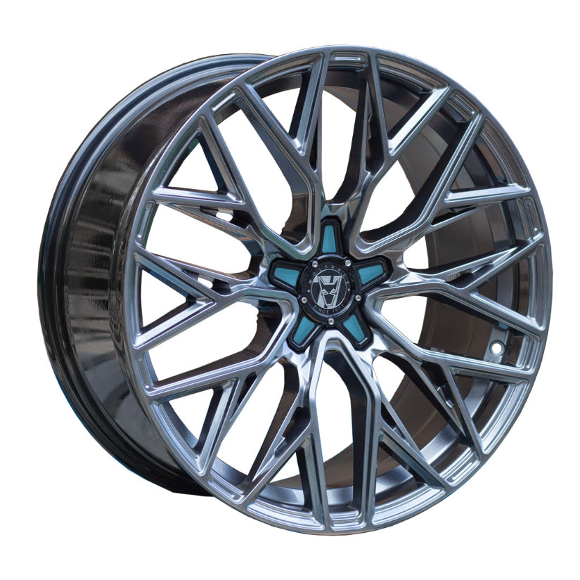 Wolfrace 71 Wolfsburg GTR Alloy Wheel 19x8.5 ET40 5x114 Racing Carbon Blue Inserts 110mm CB