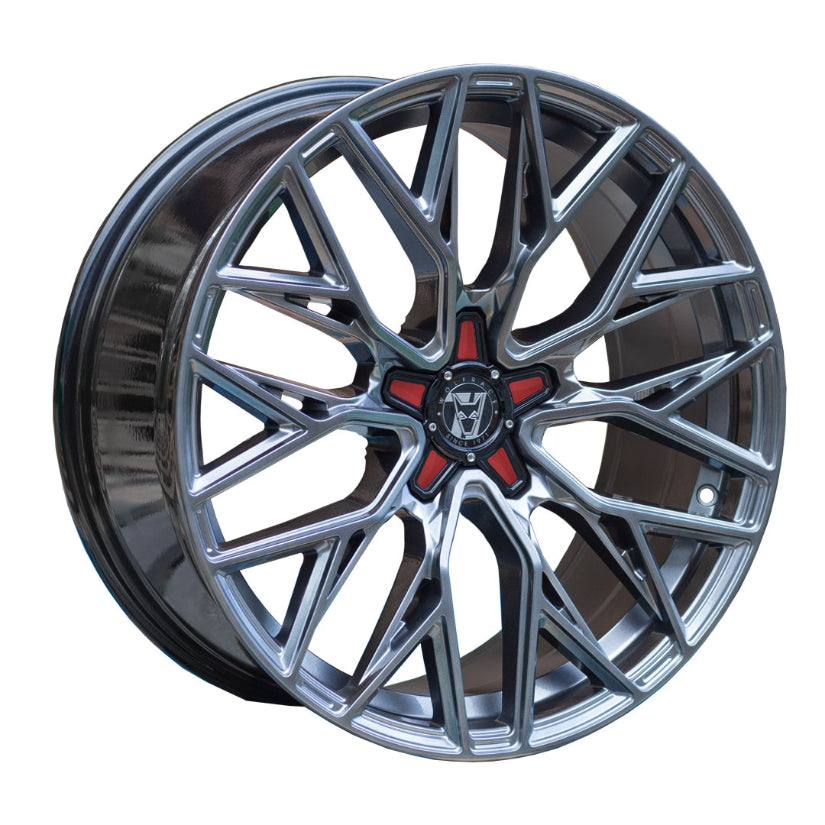 Wolfrace 71 Wolfsburg GTR Alloy Wheel 19x8.5 ET40 5x120 Racing Carbon Red Inserts 110mm CB