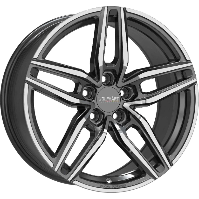 Wolfhart Flowformed Talon 2 Alloy Wheel 18x8.5 ET42 5x112 Gloss Black Polished Face 72.6mm CB