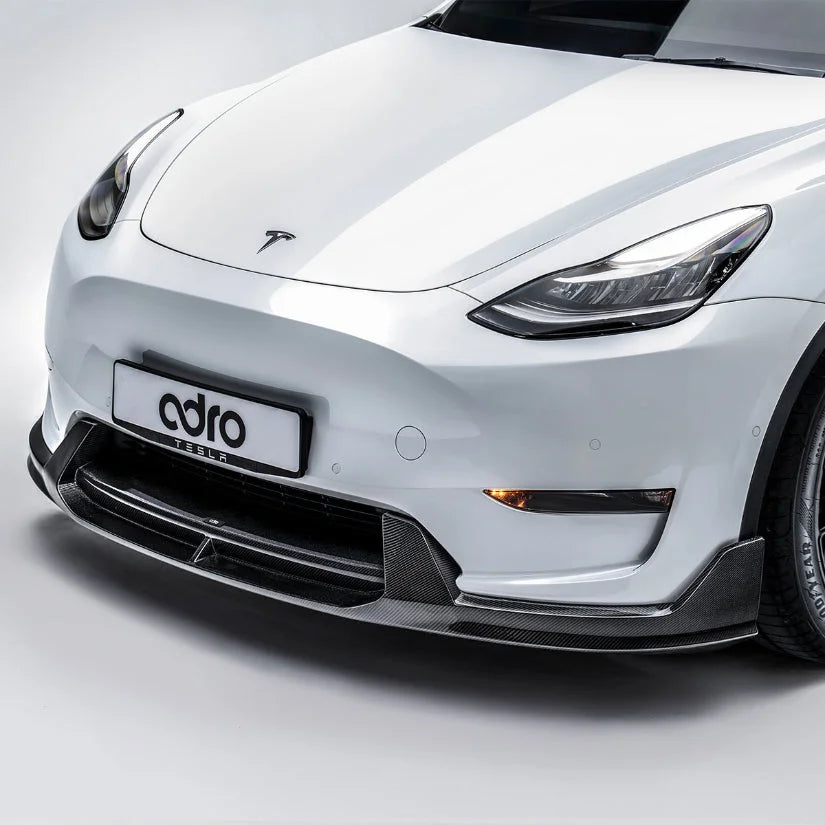 ADRO Carbon Fibre Front Lip V2 Tesla Model Y 19 + Splitters Skirts & Diffusers