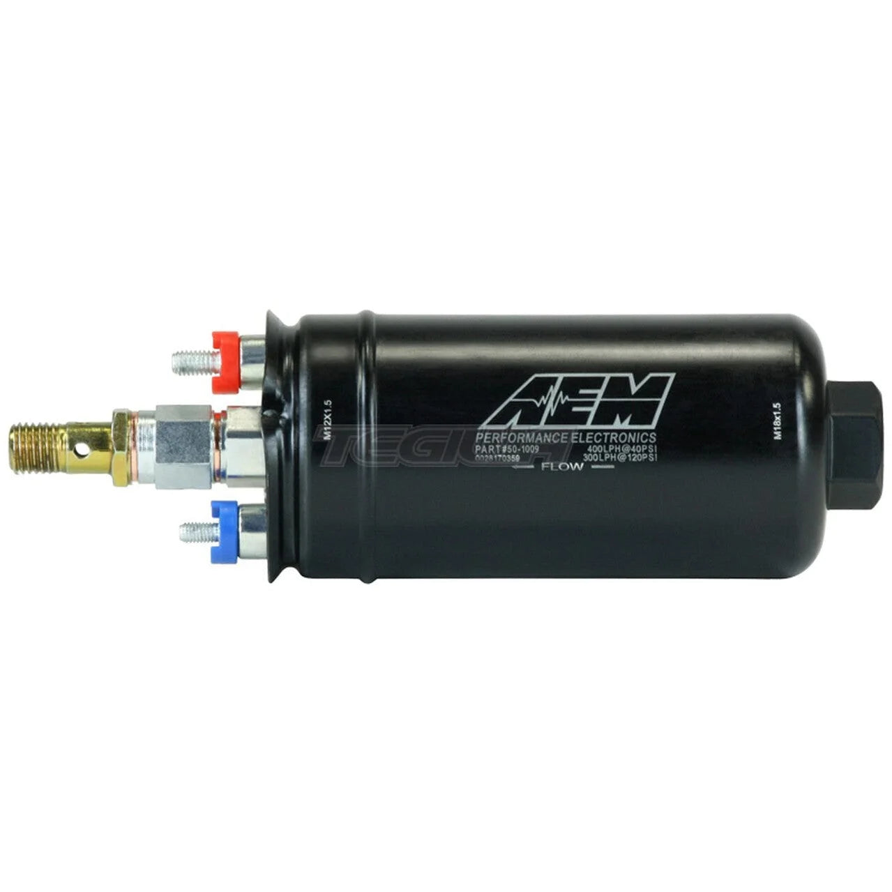 AEM 400LPH Inline High Flow Fuel Pump M18X1.5 Inlet and M12X1.5 Outlet